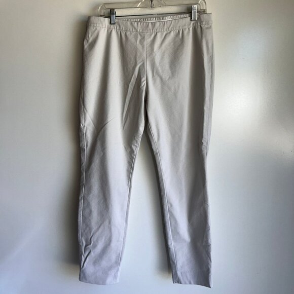 Lafayette 148 New York Murray Crop Slim Leg Pull-On Stone Color Pants Size Large - Picture 1 of 11